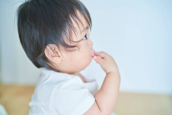 Asian Little Boy Looking Room — Stock Photo, Image