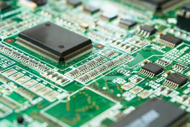 close up of computer electronic circuit