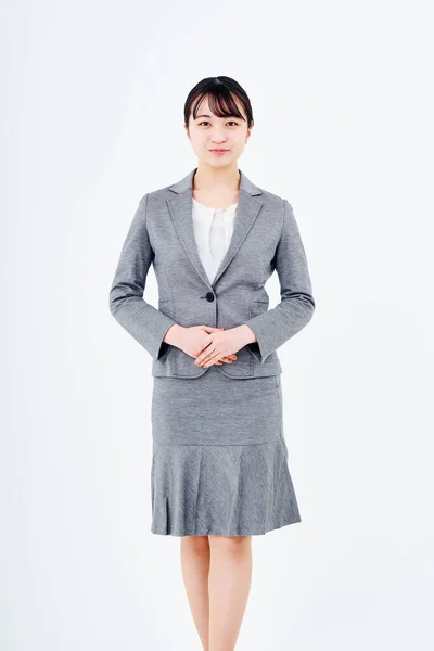 Young Woman Suit White Background —  Fotos de Stock