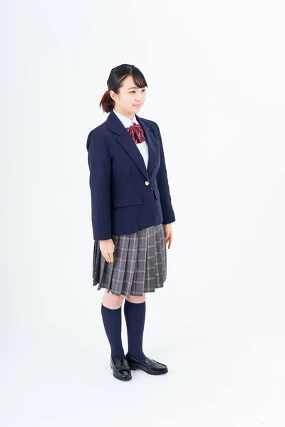 Portret Dziewczyny Liceum Białe Tło — Zdjęcie stockowe