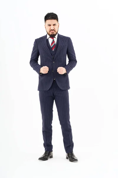 Man Suit Stressed Expression White Background — Stockfoto