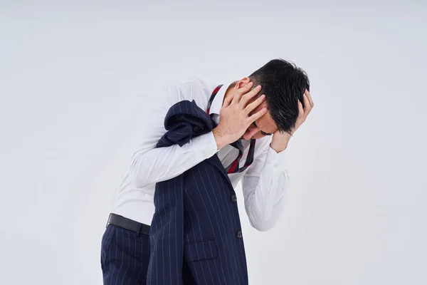 Man Suit Stressed Expression His Clothes Messed — Stock Photo, Image