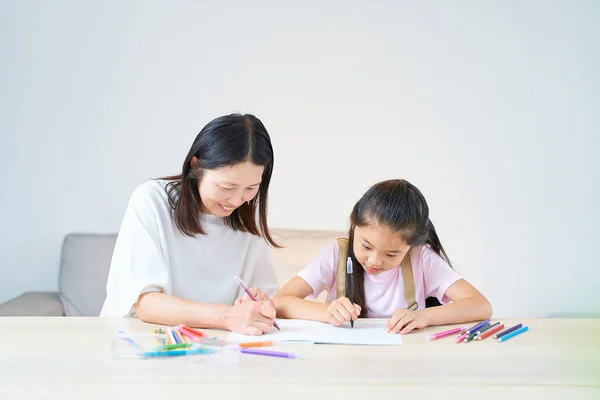 Parent Child Playing Drawing Room — Stock Photo, Image