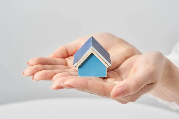 House Model Held Palm Woman Hand White Background — Stock Photo, Image