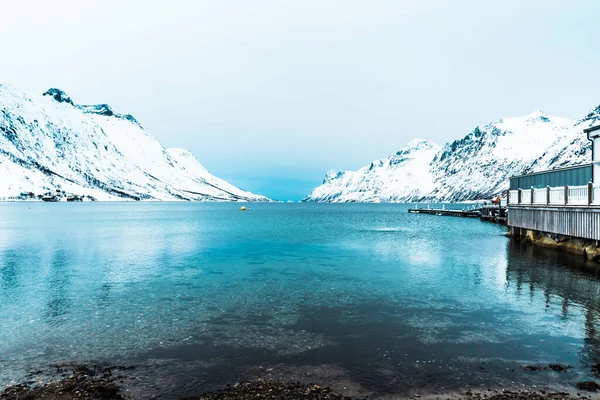 Ерсфіорден Тромсі Норвегія Взимку Ersfjorden Фіорд Муніципалітеті Тромсо Норвегії Довжина — стокове фото