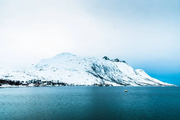 Ерсфіорден Тромсі Норвегія Взимку Ersfjorden Фіорд Муніципалітеті Тромсо Норвегії Довжина — стокове фото