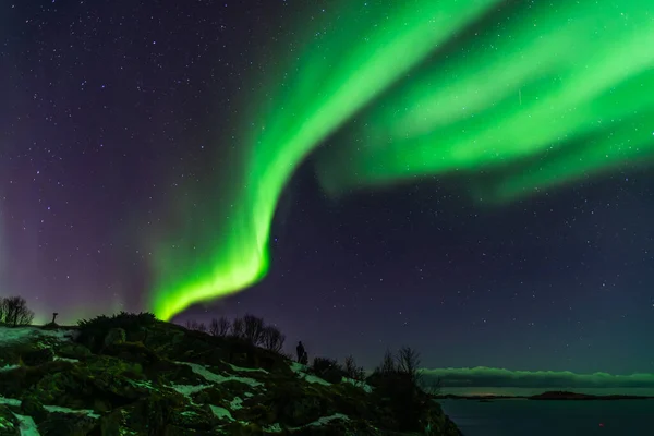 Aurora Borealis Norway Sommaroy Peninsula March — стокове фото