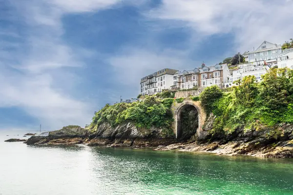 stock image Looe, Cornwall, UK - August 13, 2023: View to West Looe, a popular holiday resort and fishing centre in Cornwall, UK, during summertime.