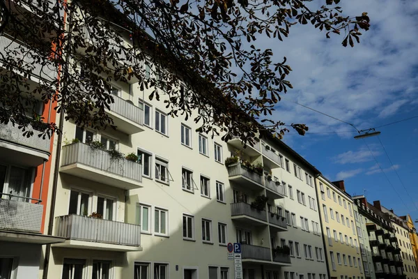 Mooie Huizen München Blauwe Lucht Zolder Nieuwbouw — Stockfoto