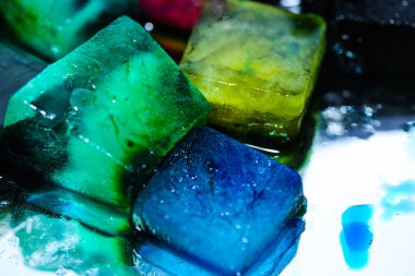 colorful ice cubes on white background, abstract, abstract background
