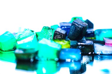 colorful ice cubes on white background, abstract, abstract background