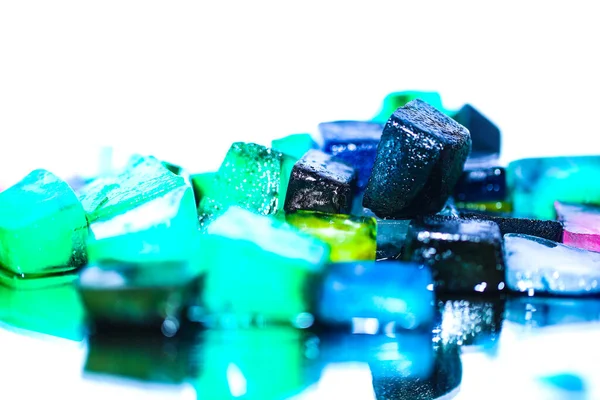 colorful ice cubes on white background, abstract, abstract background