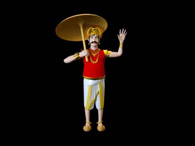 Kral Mahabali efsanesi 3D tasvir.
