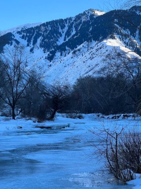 Dağlardaki nehrin güzel manzarası