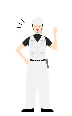 Marangoz kıdemli kadın pozu, neşeli, cesur duruş.!