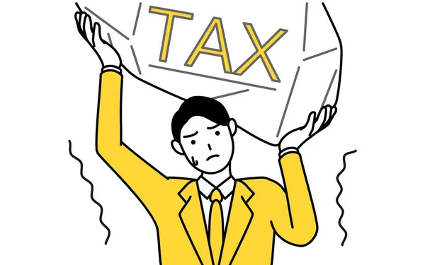 Illustration Schématique Simple Homme Affaires Dans Costume Souffrant Augmentations Impôts — Image vectorielle