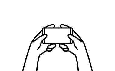 Akıllı telefon operasyonu, iki elin akıllı telefon tutarken çizdiği basit bir çizgi.