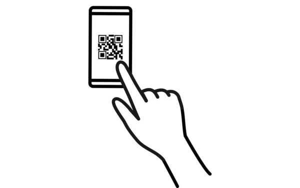 Sans Espèces Paiements Ligne Mains Tenant Smartphone Avec Des Codes — Image vectorielle