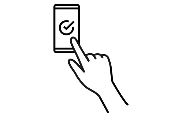 Bargeldlos Online Zahlung Smartphone Mit Häkchen Der Hand — Stockvektor