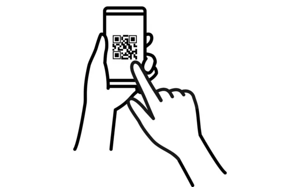 Cashless Online Betalingen Handen Met Een Smartphone Met Codes Het — Stockvector