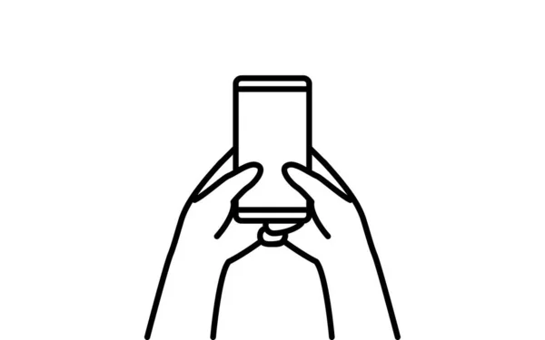 Operação Smartphone Desenho Linha Simples Duas Mãos Segurando Smartphone —  Vetores de Stock