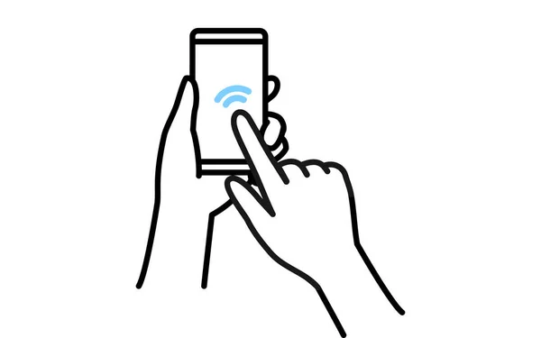 Ilustración Acciones Para Operar Smartphone Doble Toque — Vector de stock