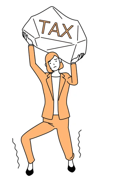 Dibujo Línea Simple Ilustración Una Mujer Negocios Traje Que Sufre — Vector de stock