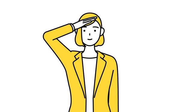 Illustration Simple Une Femme Affaires Costume Faisant Salut — Image vectorielle