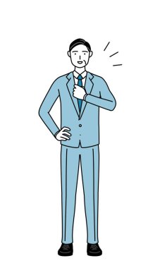 Üst düzey iş adamları, yöneticiler, yöneticiler ve başkanların basit çizimleri göğsüne vuruyor..