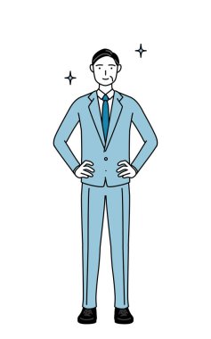 Kıdemli iş adamları, yöneticiler, yöneticiler ve başkanların kalçalarında basit bir çizim..