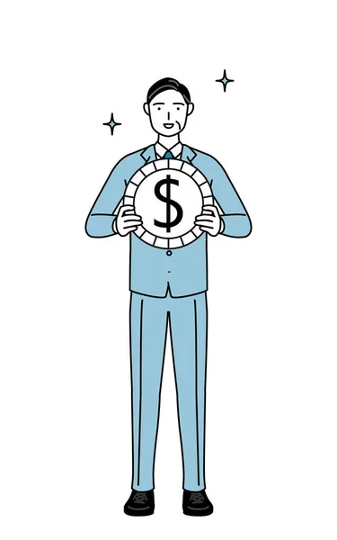 Eenvoudige Lijn Ter Illustratie Van Een Senior Zakenman Leidinggevenden Managers — Stockvector