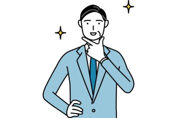 Üst düzey iş adamları, yöneticiler, yöneticiler ve başkanların özgüvenli bir pozdaki basit çizimleri.