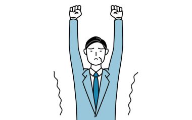 Kıdemli iş adamları, yöneticiler, yöneticiler ve başkanların esneyen ve ayakta duran basit çizimler..