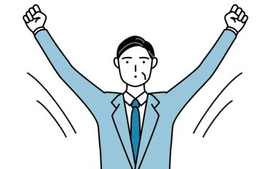 Üst düzey iş adamları, yöneticiler, yöneticiler ve başkanların derin bir nefes alışlarının basit çizimi.