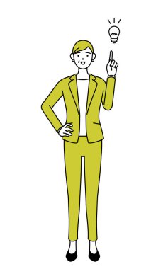 Takım elbiseli, bayan menajer, kariyer sahibi bir kadının basit bir çizimi..