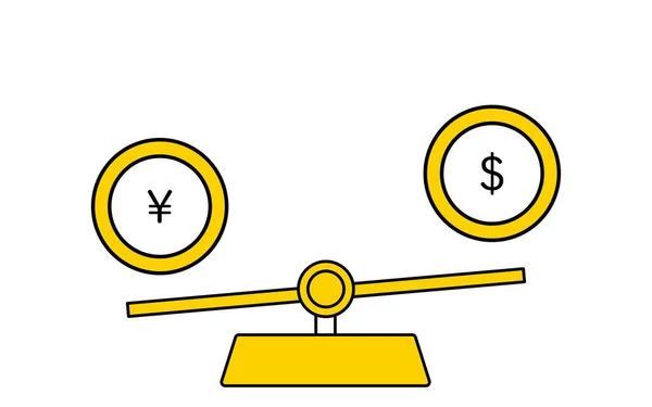 Change Taux Change Icône Yen Dollar Simple — Image vectorielle