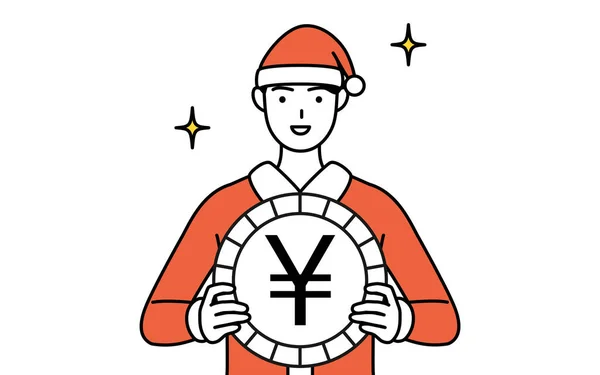 Illustration Simple Homme Déguisé Père Noël Une Image Des Gains — Image vectorielle