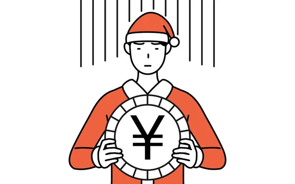 Eenvoudige Lijn Tekening Illustratie Van Een Man Verkleed Als Kerstman — Stockvector