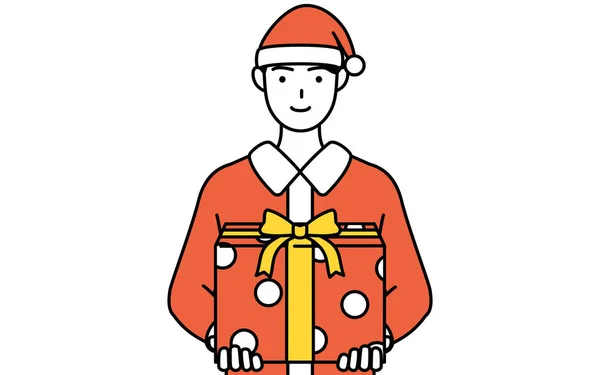 Homme Habillé Père Noël Venant Donner Des Cadeaux — Image vectorielle