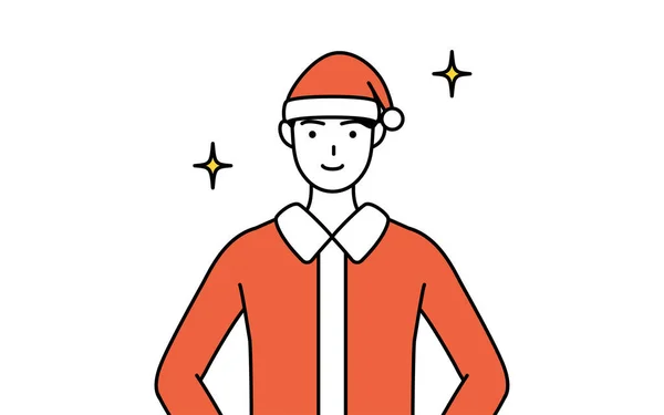 Illustration Simple Homme Habillé Père Noël Les Mains Sur Les — Image vectorielle