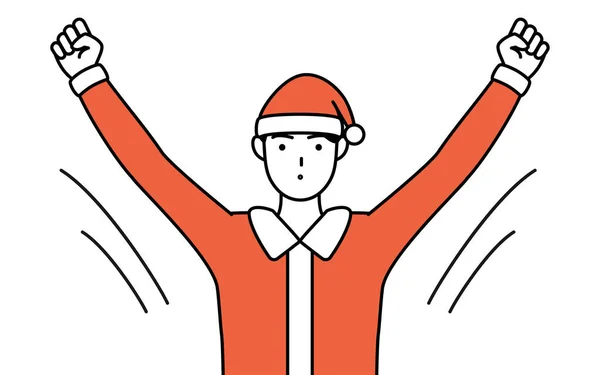 Illustration Simple Homme Habillé Père Noël Prenant Une Profonde Respiration — Image vectorielle