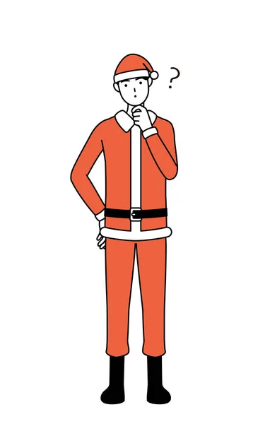 Illustration Simple Homme Habillé Père Noël Avec Des Questions — Image vectorielle