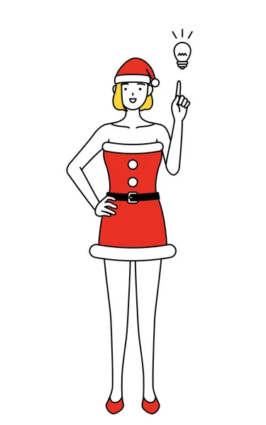 Illustration Simple Une Femme Habillée Père Noël Qui Vient Avec — Image vectorielle