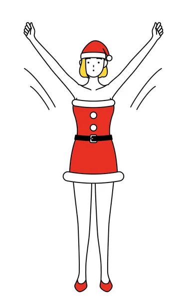 Illustration Simple Une Femme Habillée Père Noël Prenant Une Profonde — Image vectorielle