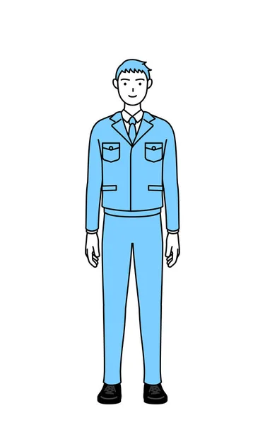 Dessin Simple Homme Vêtements Travail — Image vectorielle