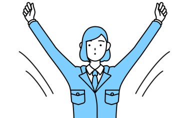 İşteki bir kadının basit çizimi. Derin bir nefes alıyor..