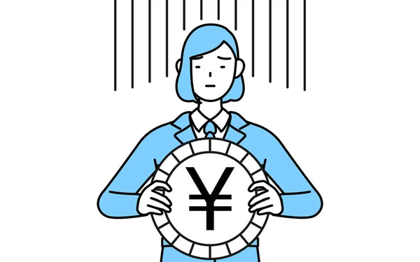 Dibujo Línea Simple Ilustración Una Mujer Ropa Trabajo Una Imagen — Vector de stock