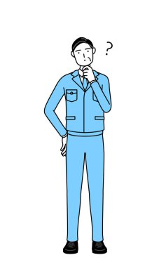 Yönetim, yöneticiler, fabrika müdürü, iş adamı soruları olan bir adam..