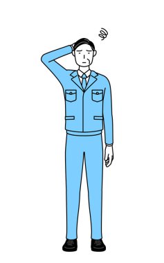 Yönetim, yöneticiler, fabrika müdürü, iş yerindeki bir adam sıkıntıdan başını kaşıyan bir adam..