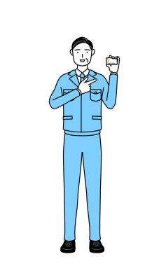 Yönetim, yöneticiler, fabrika müdürü, iş yerindeki bir adam kredi kartı ödemesi öneriyor..